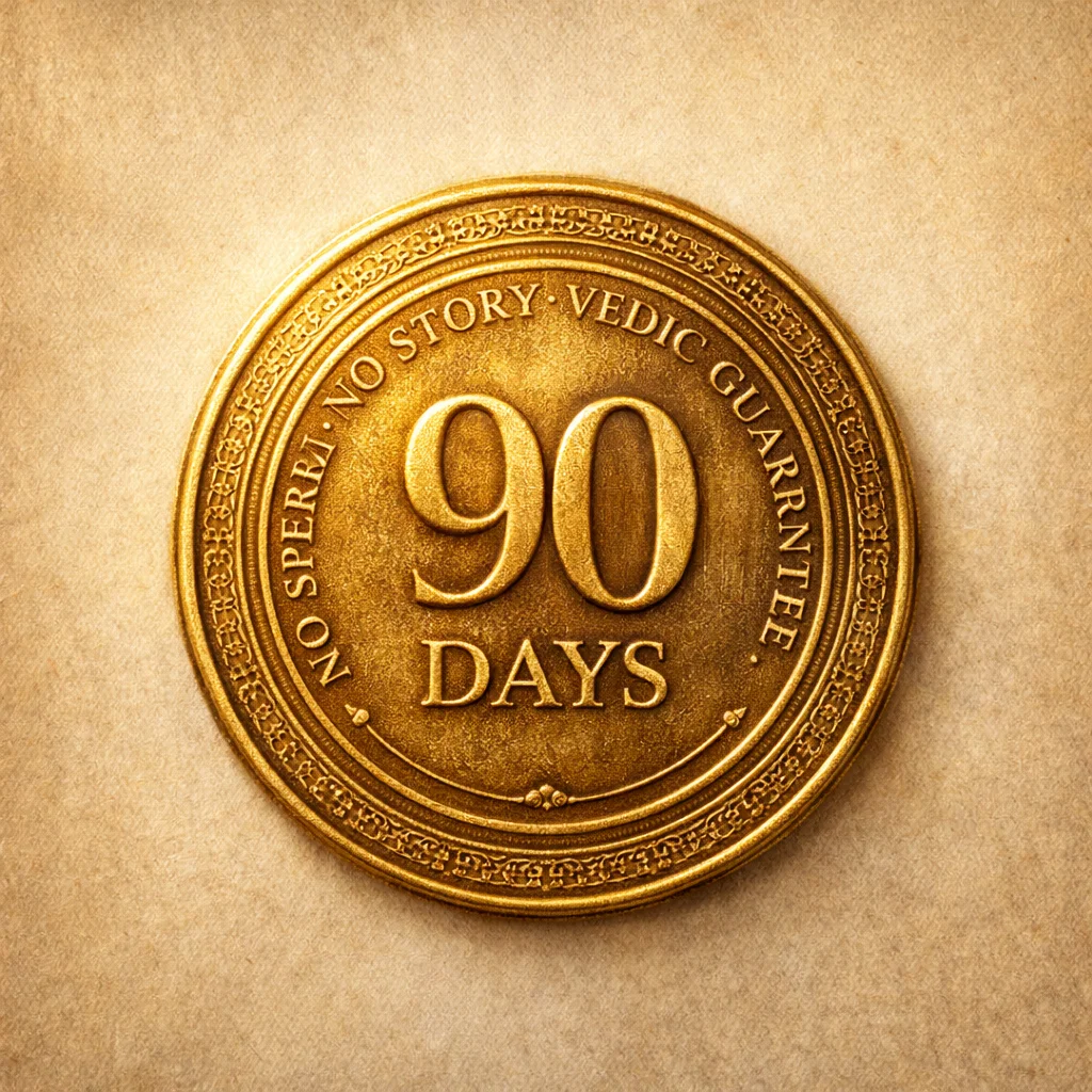 90-day Vedic guarantee gold seal