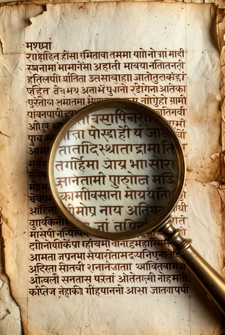 Ancient Indian manuscript page with Sanskrit text