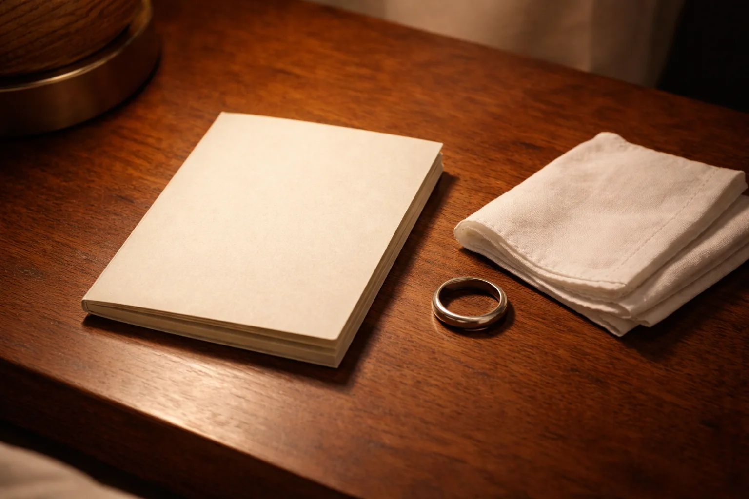 Private unmarked booklet on a bedside table